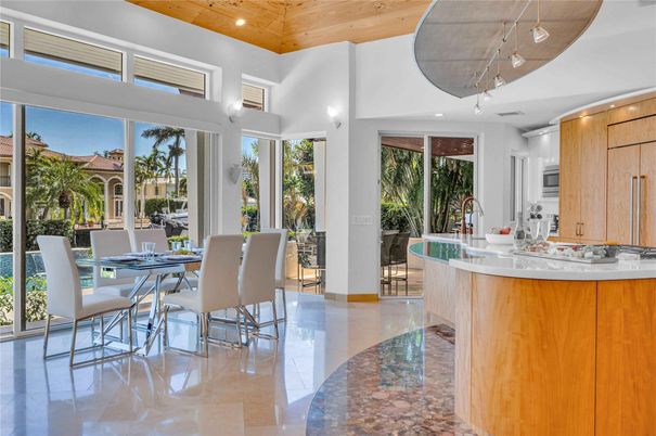 Dining room, Interior, Recessed Lighting, Wooden Ceilings
