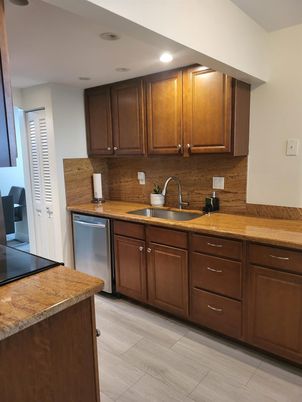 Interior, Kitchen, Recessed Lighting, Wood Texture Flooring