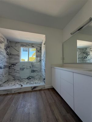 Interior, Marble Walls, Wood Texture Flooring