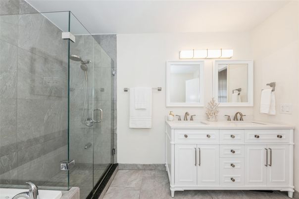 Bathroom, Dual Sink Vanities, Glass Shower, Interior