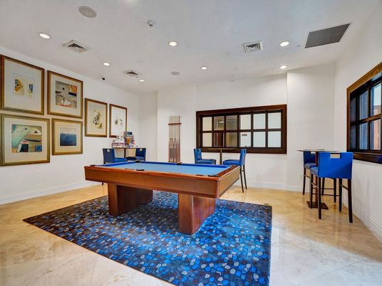 Billiard Table, Game Room, Interior, Recessed Lighting
