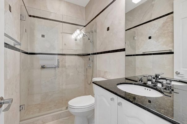 Bathroom, Glass Shower, Interior, Marble Walls