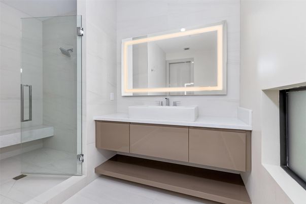 Bathroom, Glass Shower, Interior, Recessed Lighting