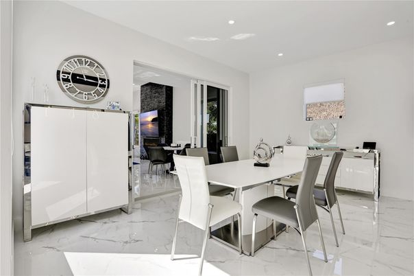 Dining room, Interior, Marble, Recessed Lighting
