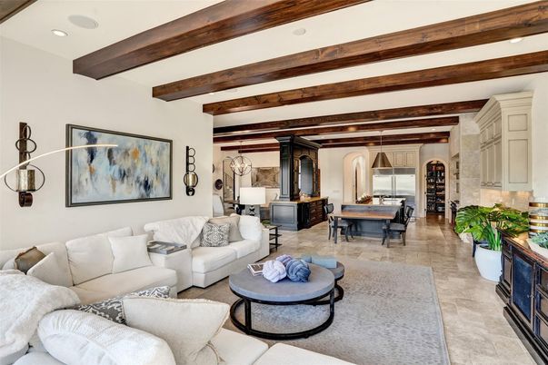 Interior, Living room, Recessed Lighting, Wooden Beams