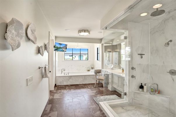 Bathroom, Glass Shower, Interior, Recessed Lighting