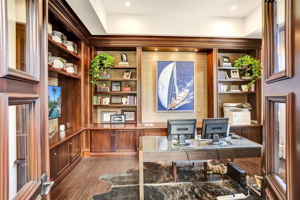 Home Office, Interior, Recessed Lighting, Wood Texture Flooring