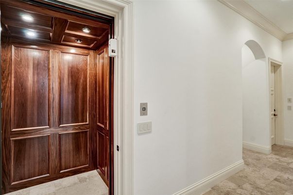 Elevator, Interior, Recessed Lighting, Wooden Ceilings, Wooden Walls