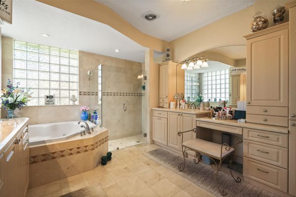 Bathroom, Glass Shower, Interior, Recessed Lighting