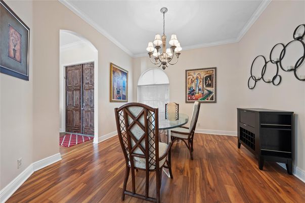 Chandelier, Dining room, Interior, Wood Texture Flooring