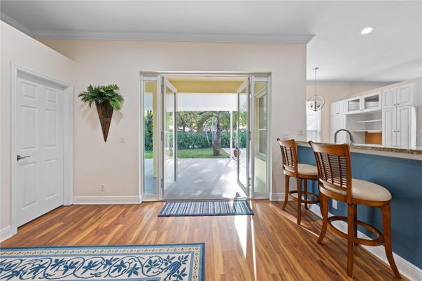 Interior, Kitchen, Pendant Lights, Recessed Lighting, Wood Texture Flooring