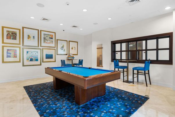 Billiard Table, Game Room, Interior, Recessed Lighting