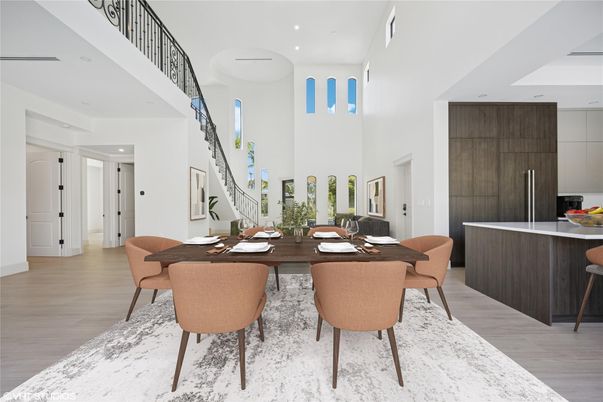 Dining room, Interior, Kitchen, Recessed Lighting, Wood Texture Flooring
