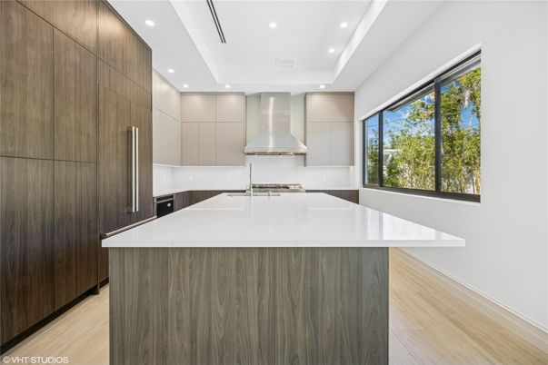 Interior, Kitchen, Recessed Lighting, Wood Texture Flooring