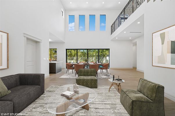 Dining room, Interior, Living room, Recessed Lighting, Wood Texture Flooring