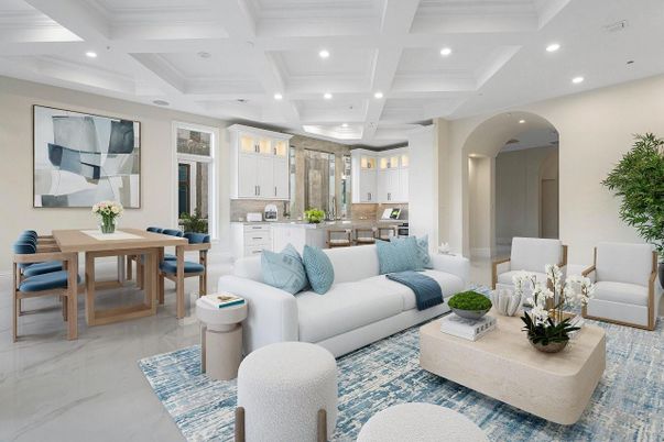 Dining room, Interior, Kitchen, Living room, Marble, Recessed Lighting