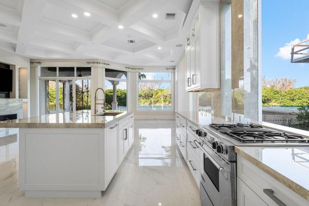 Interior, Kitchen, Marble, Recessed Lighting, Stainless Steel Appliances
