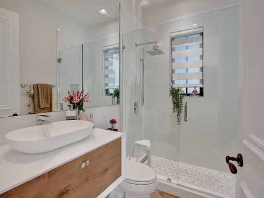 Bathroom, Glass Shower, Interior, Recessed Lighting