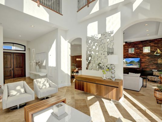 Interior, Living room, Recessed Lighting, Stone Walls