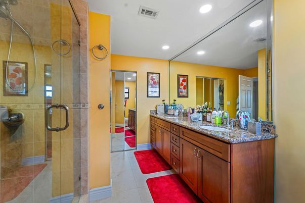 Bathroom, Dual Sink Vanities, Glass Shower, Interior, Recessed Lighting