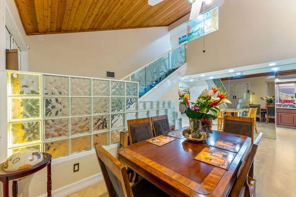 Dining room, Interior, Recessed Lighting, Wooden Ceilings