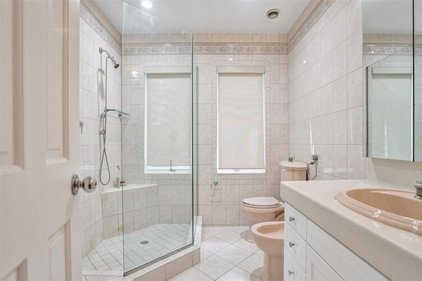 Bathroom, Glass Shower, Interior, Recessed Lighting