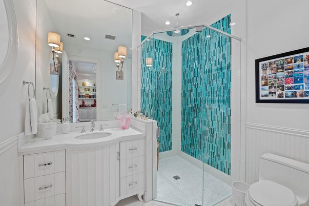 Bathroom, Glass Shower, Interior, Recessed Lighting