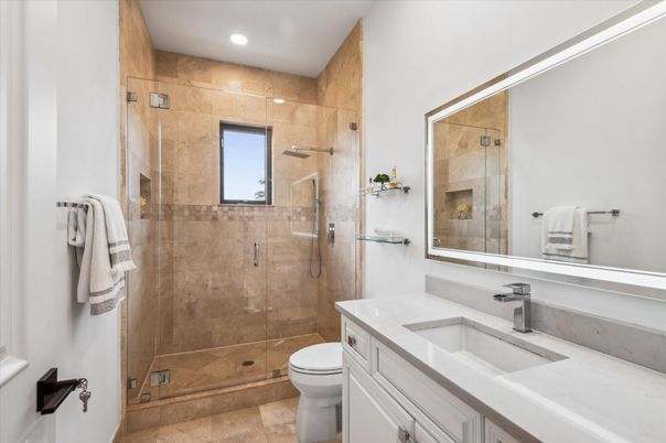 Bathroom, Glass Shower, Interior, Recessed Lighting