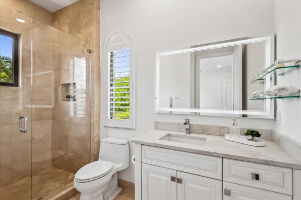 Bathroom, Glass Shower, Interior, Recessed Lighting