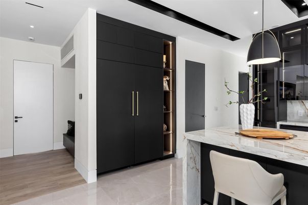 Interior, Kitchen, Pendant Lights, Recessed Lighting, Wood Texture Flooring