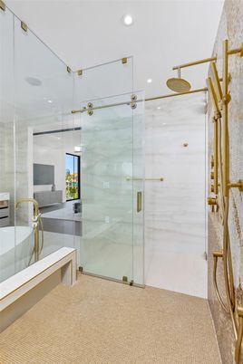 Bathroom, Glass Shower, Interior, Recessed Lighting