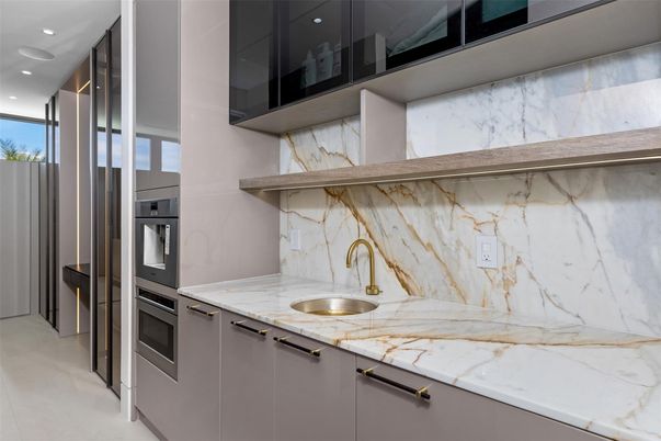 Interior, Kitchen, Marble Walls, Recessed Lighting