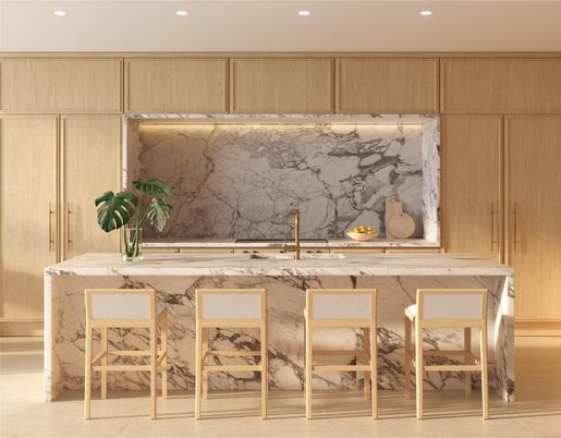 Interior, Kitchen, Marble, Marble Walls, Recessed Lighting
