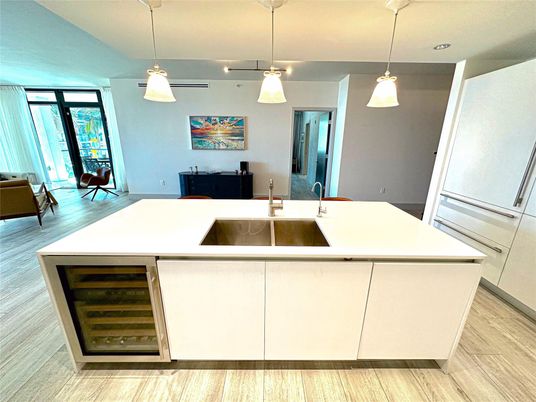 Interior, Kitchen, Pendant Lights, Wood Texture Flooring