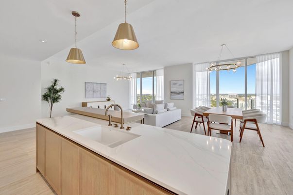 Dining room, Interior, Kitchen, Living room, Pendant Lights, Recessed Lighting, Wood Texture Flooring