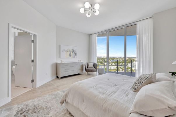 Bedroom, Interior, Pendant Lights, Wood Texture Flooring