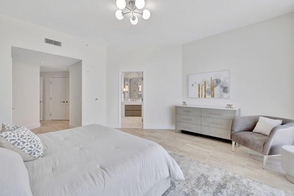 Bedroom, Interior, Pendant Lights, Wood Texture Flooring
