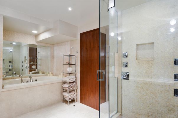 Bathroom, Glass Shower, Interior, Pendant Lights, Recessed Lighting