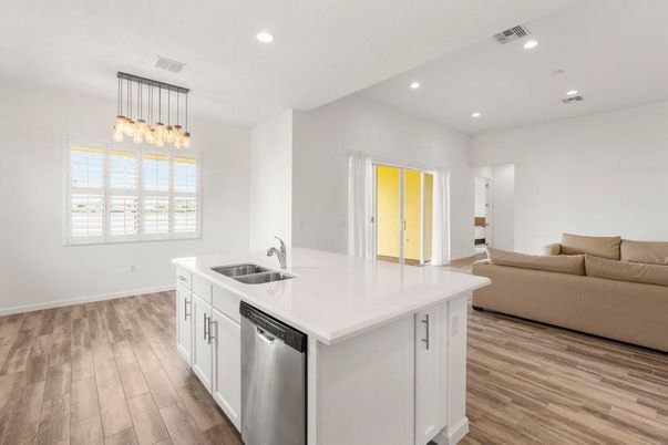 Interior, Kitchen, Pendant Lights, Recessed Lighting, Wood Texture Flooring