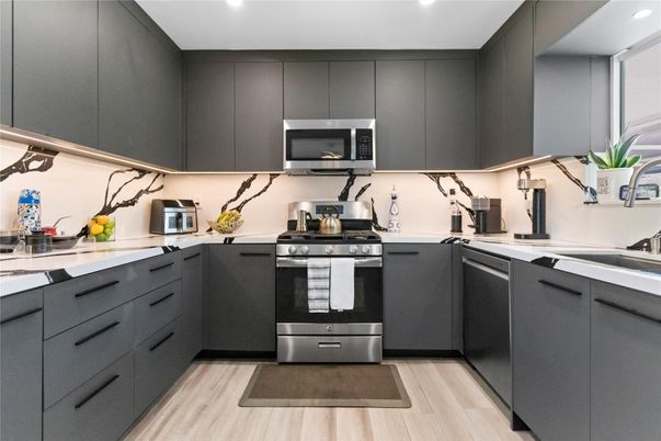 Interior, Kitchen, Recessed Lighting, Wood Texture Flooring