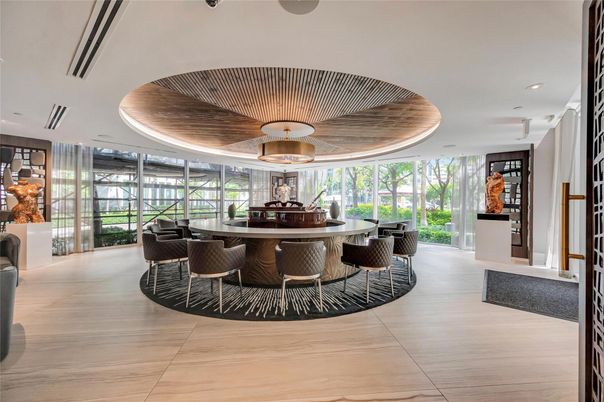 Dining room, Interior, Pendant Lights, Recessed Lighting, Wooden Ceilings