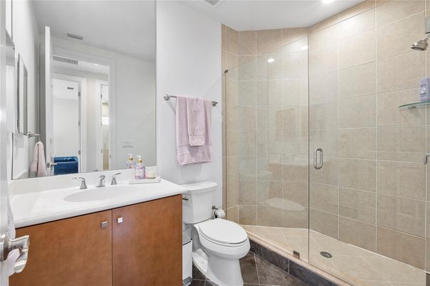 Bathroom, Glass Shower, Interior, Recessed Lighting