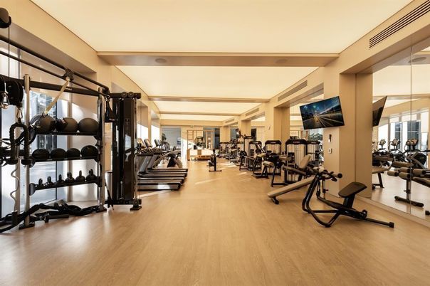 Fitness Equipment, Gym, Interior, Wood Texture Flooring