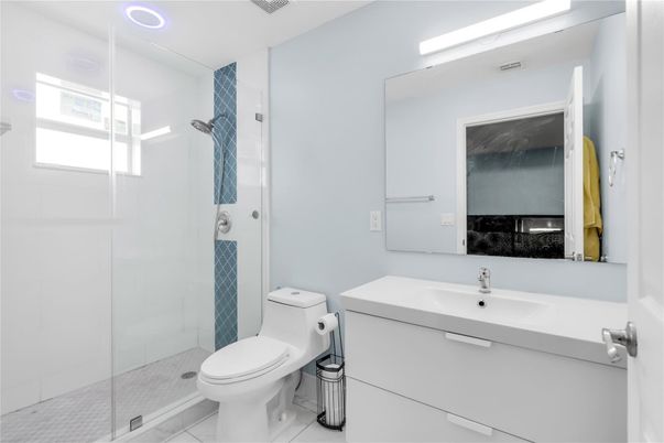 Bathroom, Glass Shower, Interior, Recessed Lighting