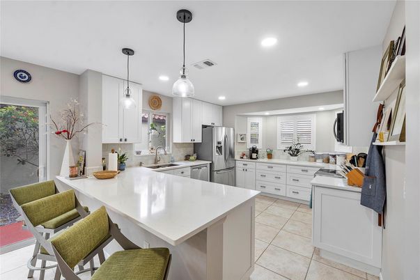 Interior, Kitchen, Pendant Lights, Recessed Lighting, Stainless Steel Appliances