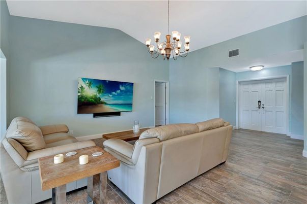 Chandelier, Interior, Living room, Wood Texture Flooring