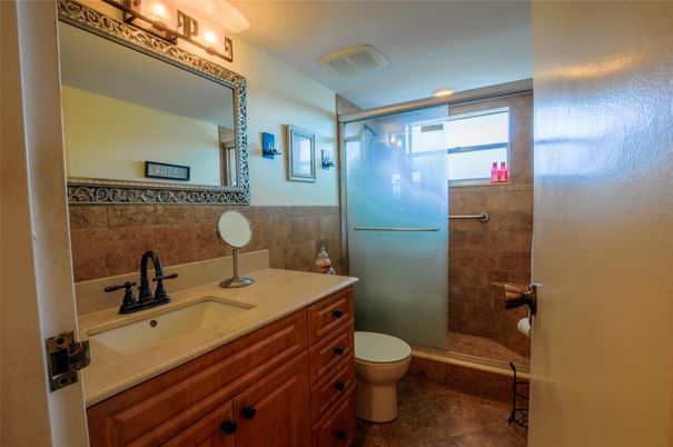 Bathroom, Glass Shower, Interior, Recessed Lighting