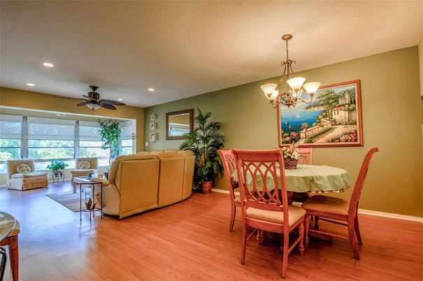 Chandelier, Dining room, Interior, Living room, Recessed Lighting, Wood Texture Flooring