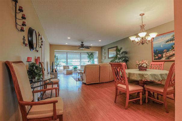 Chandelier, Dining room, Interior, Living room, Recessed Lighting, Wood Texture Flooring