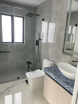 Bathroom, Glass Shower, Interior, Marble